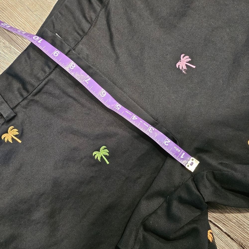 BAMBOO TRADERS Black Shorts for Work Palm Tree Embroidered Flat Front Cute Kitch - Picture 7 of 9